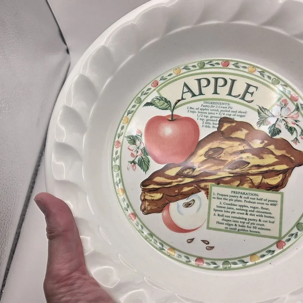 Vintage Ceramic Pan Plate Golden Pie Collection Himark apple pie recipe EUC